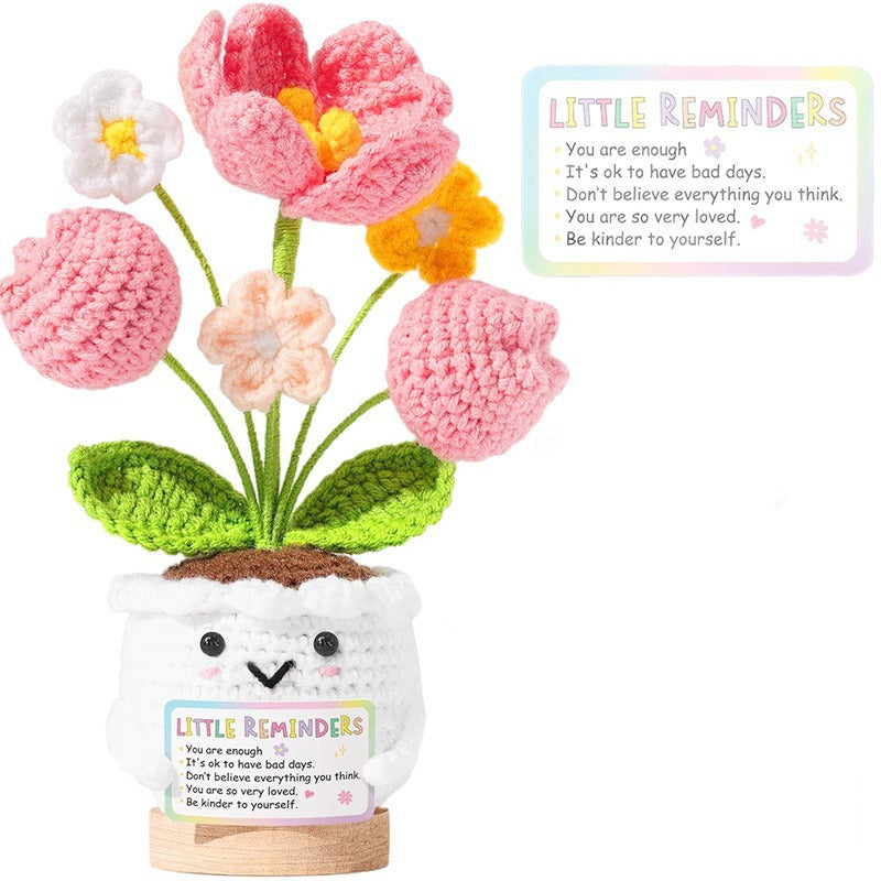 Handmade Crochet Flower Pot Positive Desk Decor