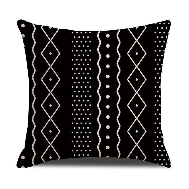 Linen Geometric Letter Throw Pillow Cover Square Sofa Decor