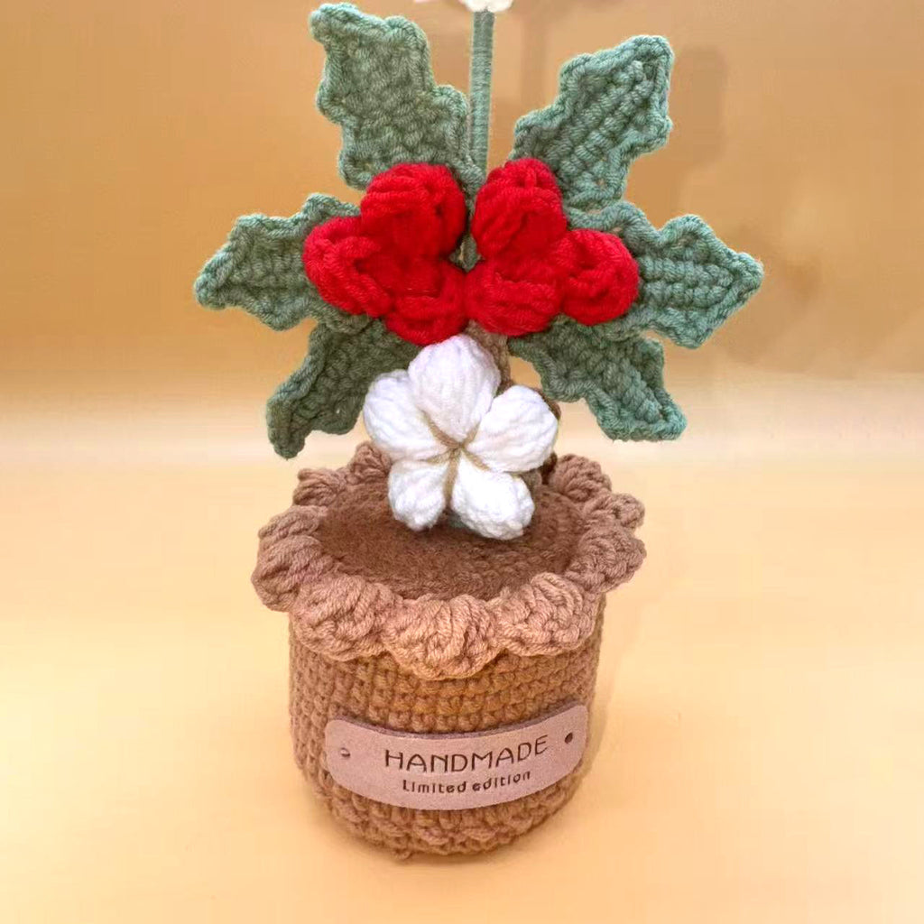 Handmade Crochet Santa Claus Potted Christmas Tabletop Decor