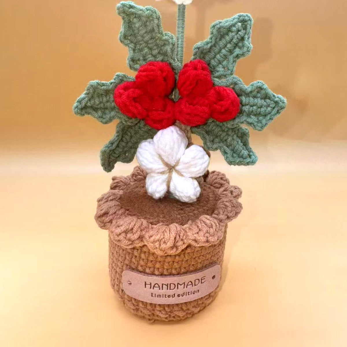 Handmade Crochet Santa Claus Potted Christmas Tabletop Decor