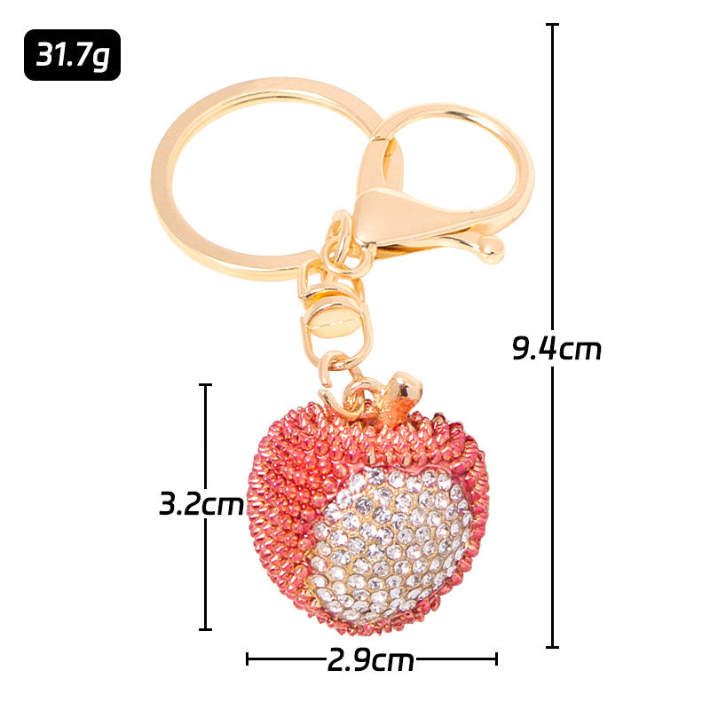 Rhinestone Fruit Keychain Gold Alloy Bag Charm Gift