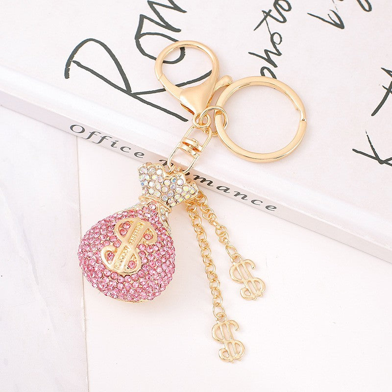 Lucky Money Bag Crystal Keychain Sparkling Charm