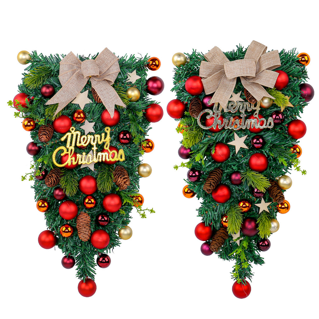Christmas Teardrop Swag with Pine Cones and Ornaments