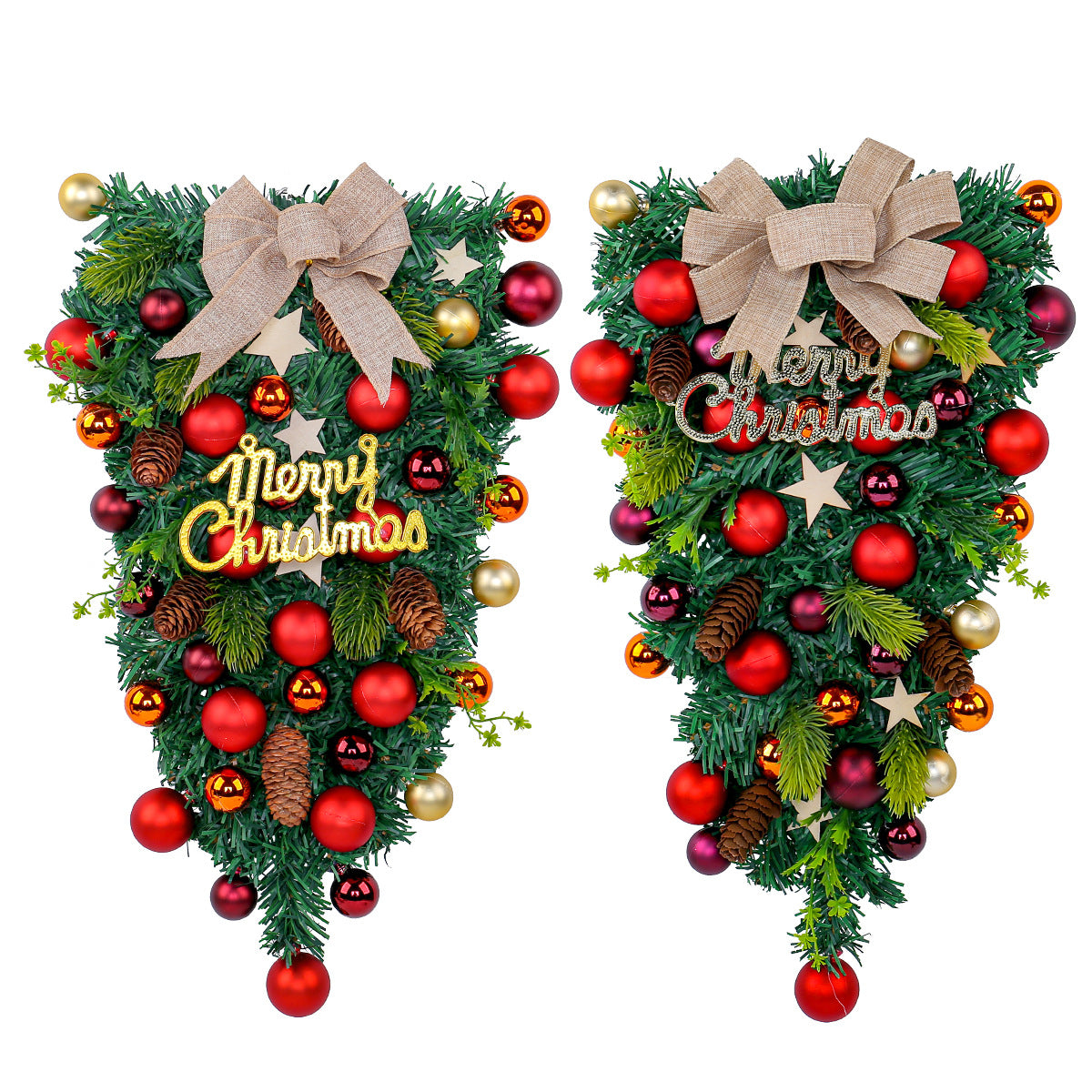 Christmas Teardrop Swag with Pine Cones and Ornaments