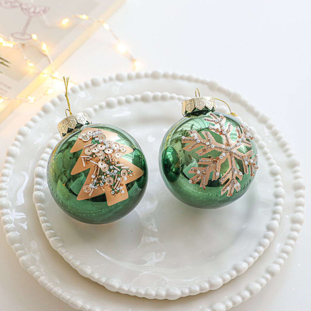 Plastic Christmas Ball Ornaments Glitter Pattern Tree Decor
