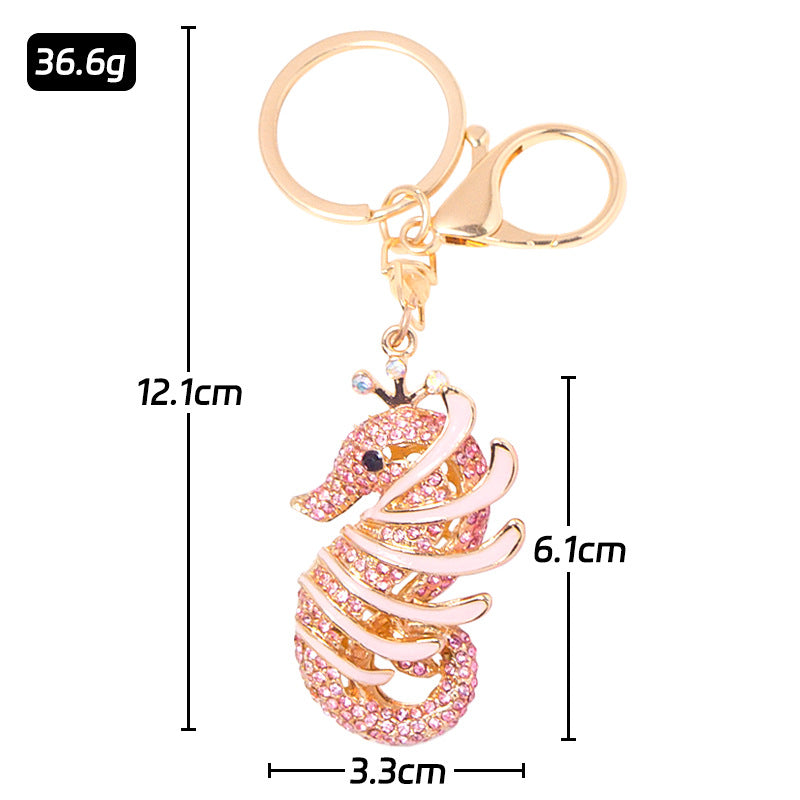 Rhinestone Seahorse Keychain Ocean Animal Bag Charm