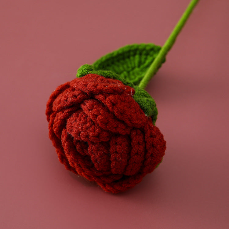 Valentine Crochet Rose Artificial Flower for Home Decor