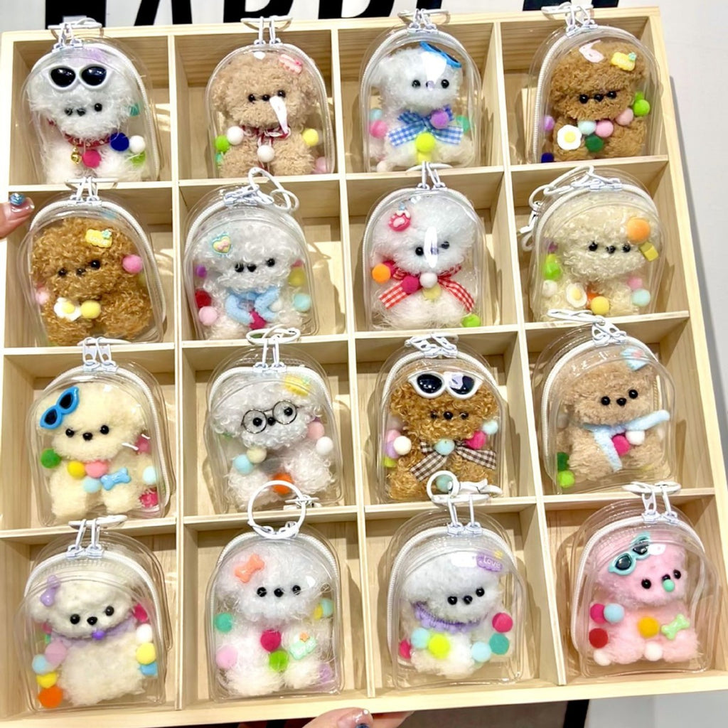 Cute Plush Puppy Bag Charm Mini Keychain Pouch