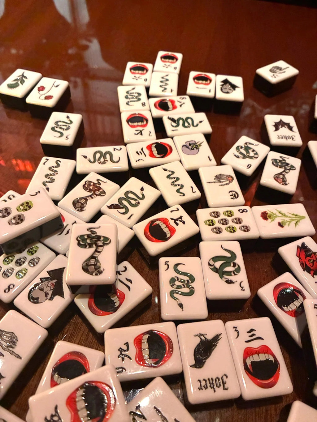 Halloween Mahjong Set Acrylic Tiles Novelty Game