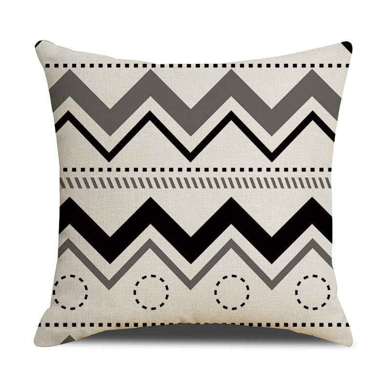 Linen Geometric Letter Throw Pillow Cover Square Sofa Decor