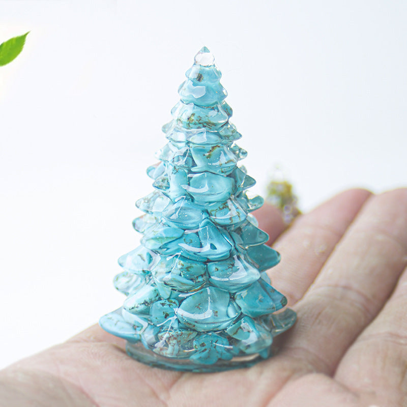 Mini Christmas Tree Resin Ornament Holiday Tabletop Decor