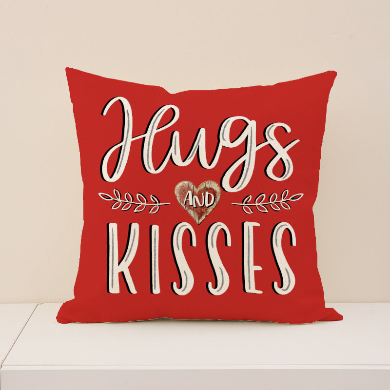 Red Valentine Heart Floral Love Decorative Pillow Cover