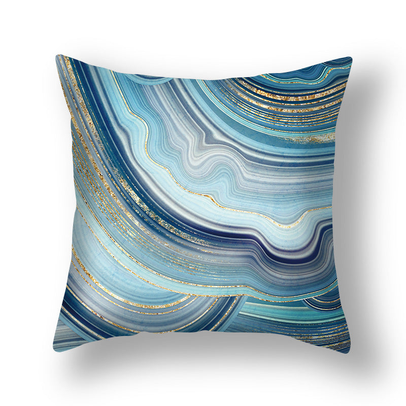 Abstract Gold Foil Linen Throw Pillow Cover 18x18 Square