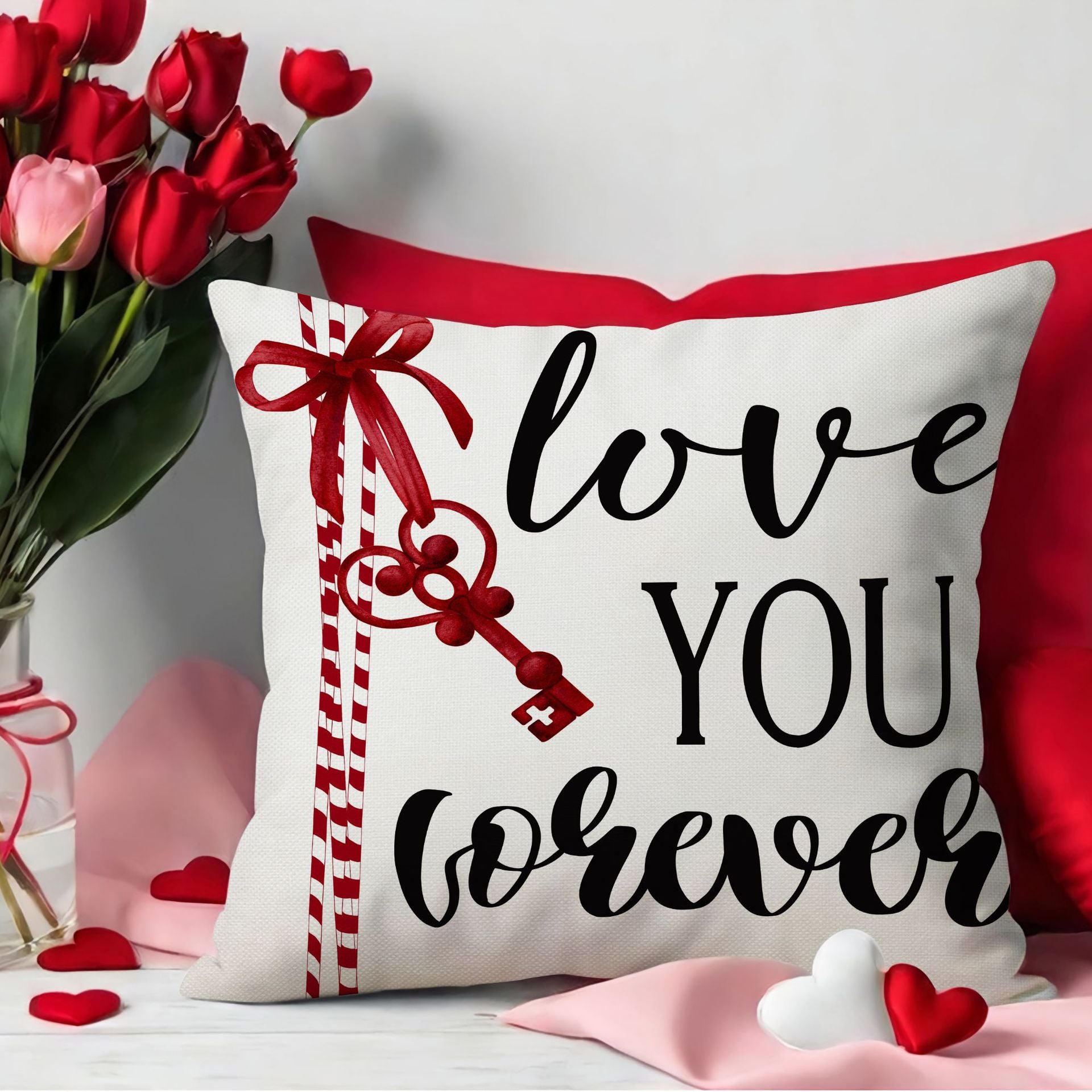 Valentines Day Linen Throw Pillow Covers Nordic Home Decor