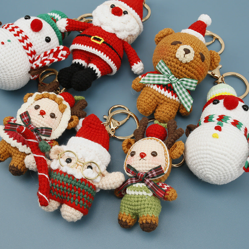 Handmade Crochet Christmas Character Hanging Keychain Holiday Gift