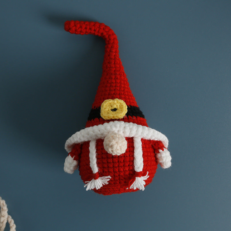 Handmade Crochet Christmas Gnome Ornament Keychain