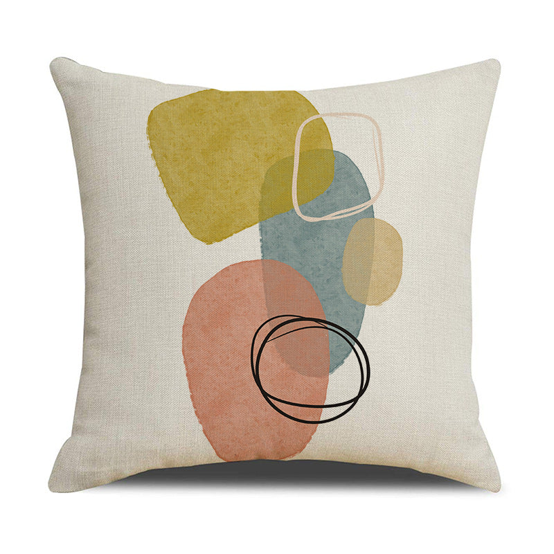 Abstract Geometric Linen Square Throw Pillow Cover