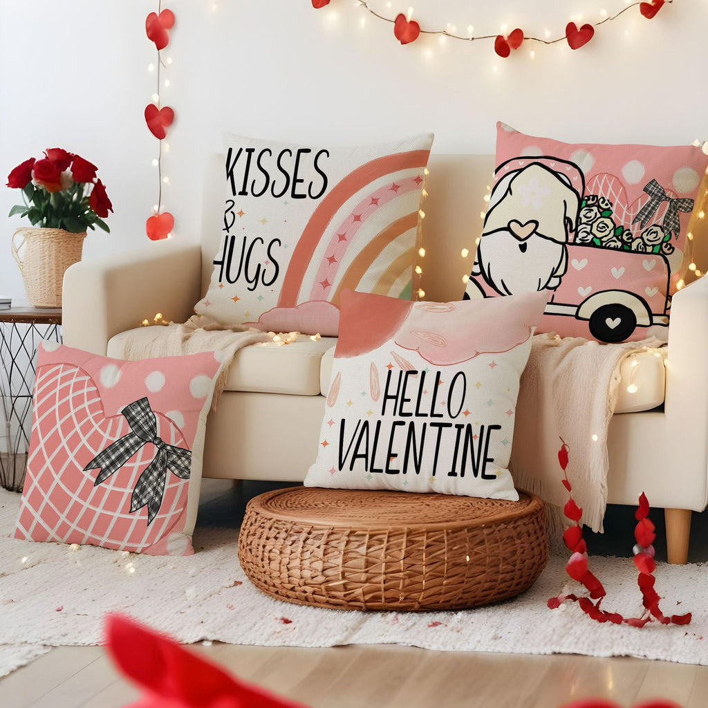 Valentine Pink Heart Throw Pillow Covers Cute Nordic Decor