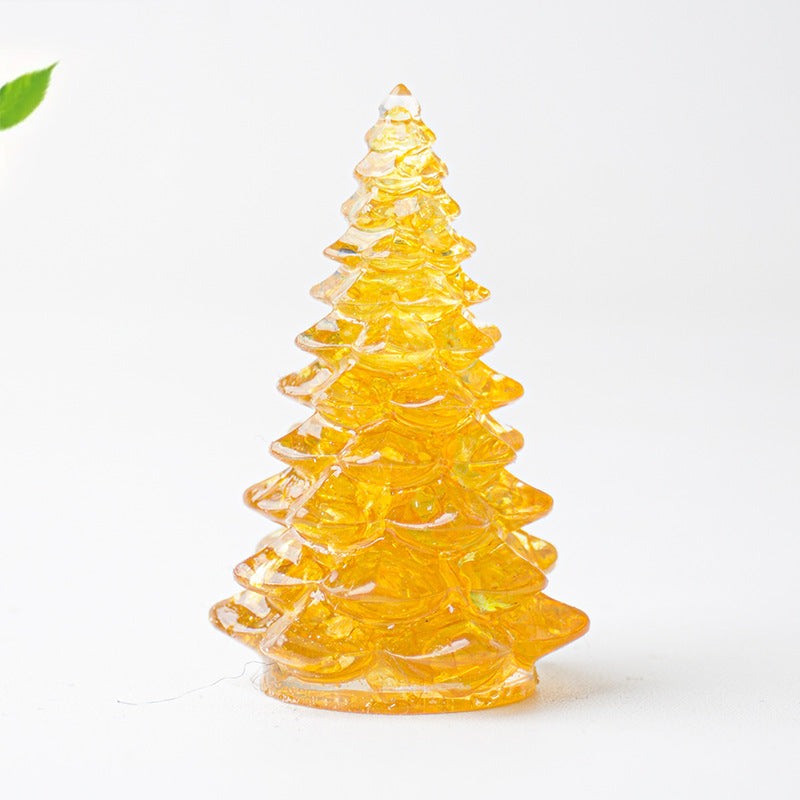 Christmas Resin Tree Figurine Mini Holiday Table Decor