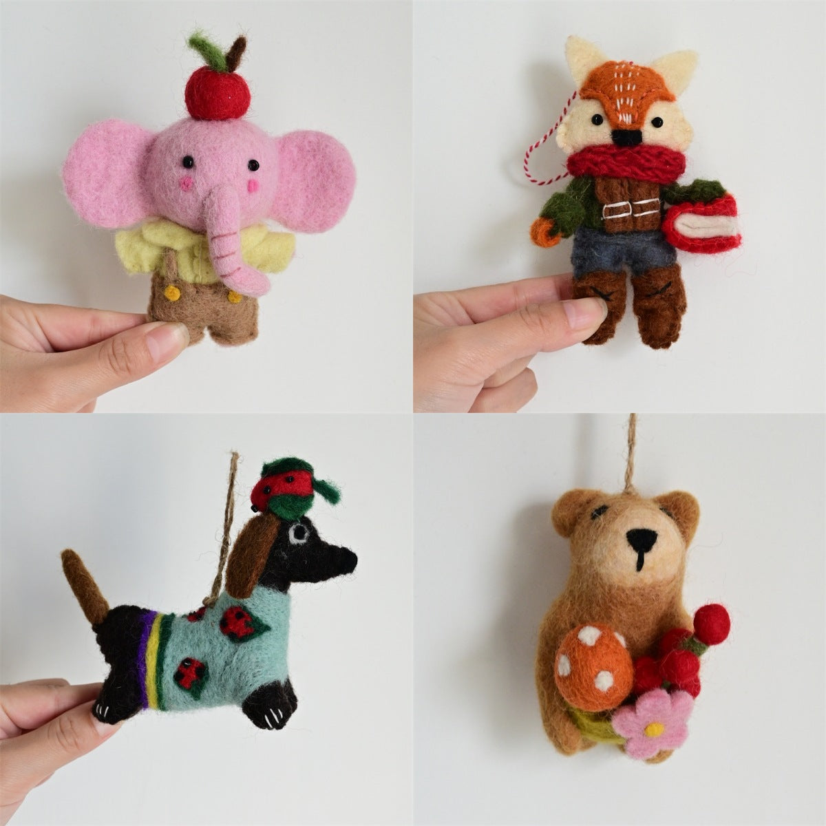 Needle Felt Animal Keychain Handmade Wool Felt Bag Charm