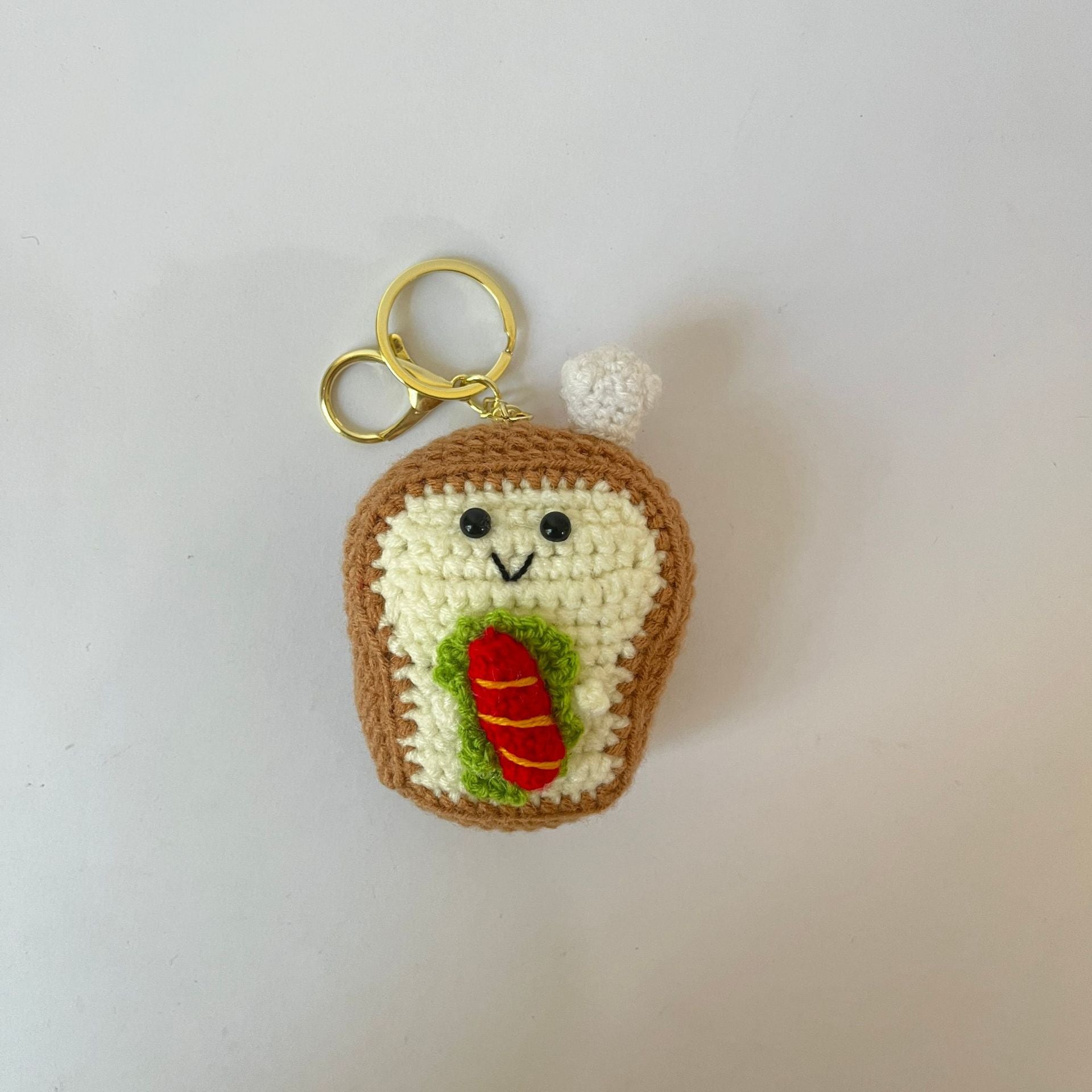 Crochet Bread Plush Keychain Cute Food Charm