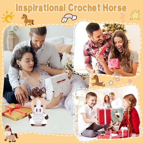 Handmade Crochet Horse Plush Positive Message Gift
