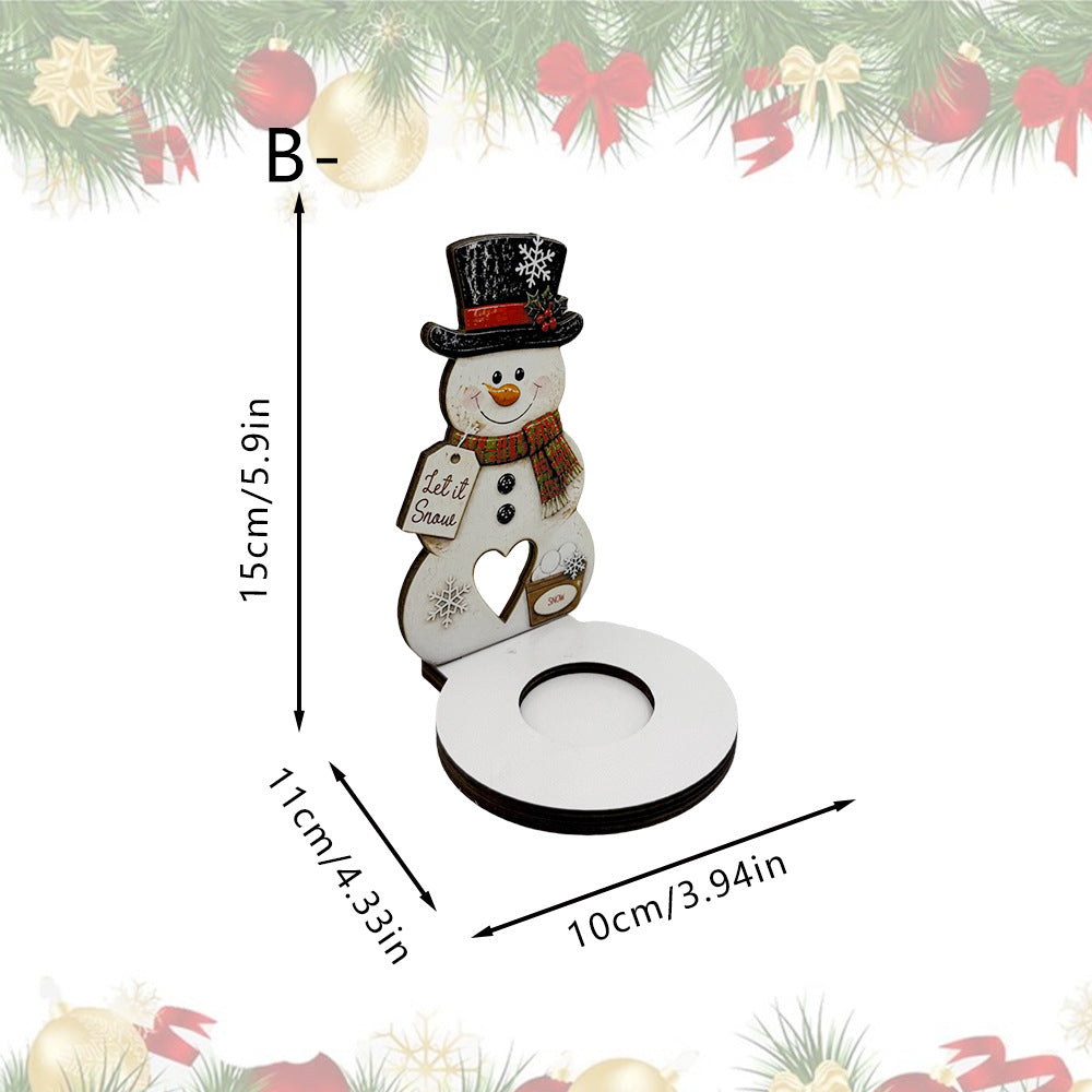 Christmas Wooden Character Candle Holder Tabletop Decor