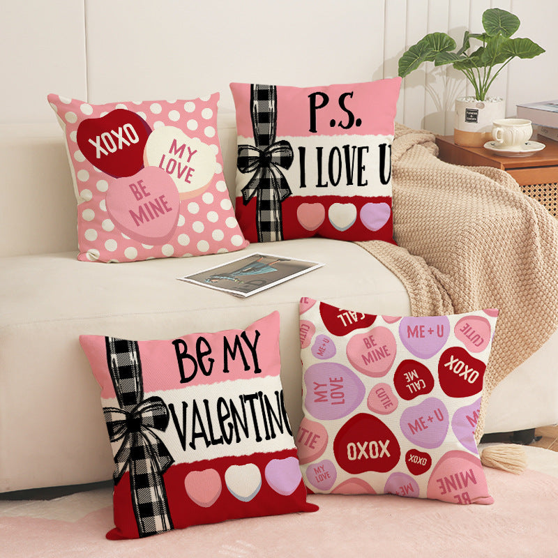 Valentine Candy Heart Pillow Covers Romantic Home Decor