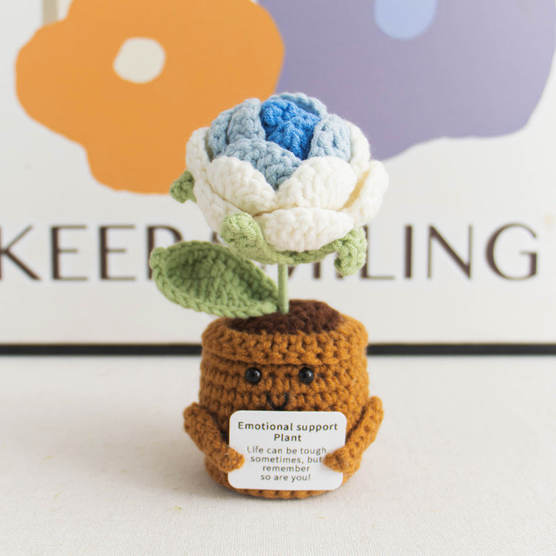 Valentine Holiday Decorations Handmade Crochet Flower Pot