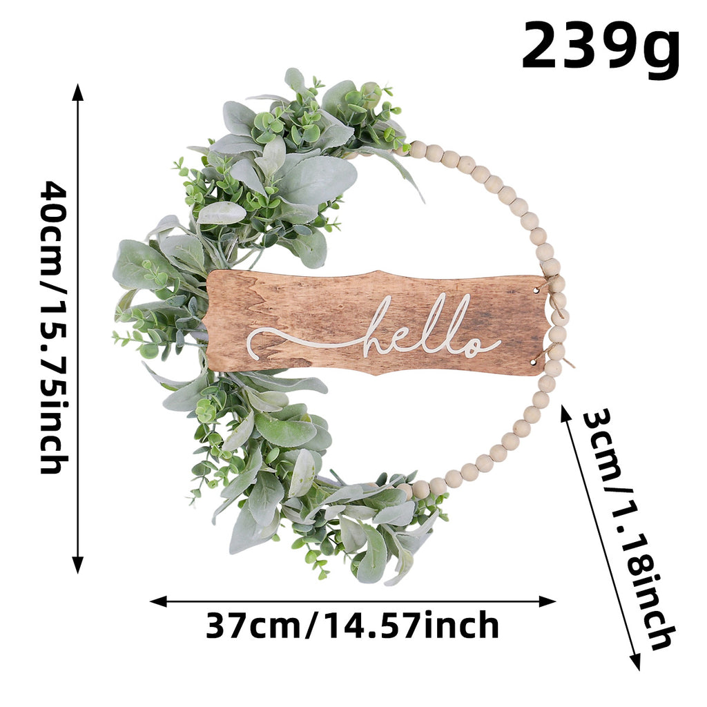 Valentine’s Day Greenery Bead Wreath with Wood Sign