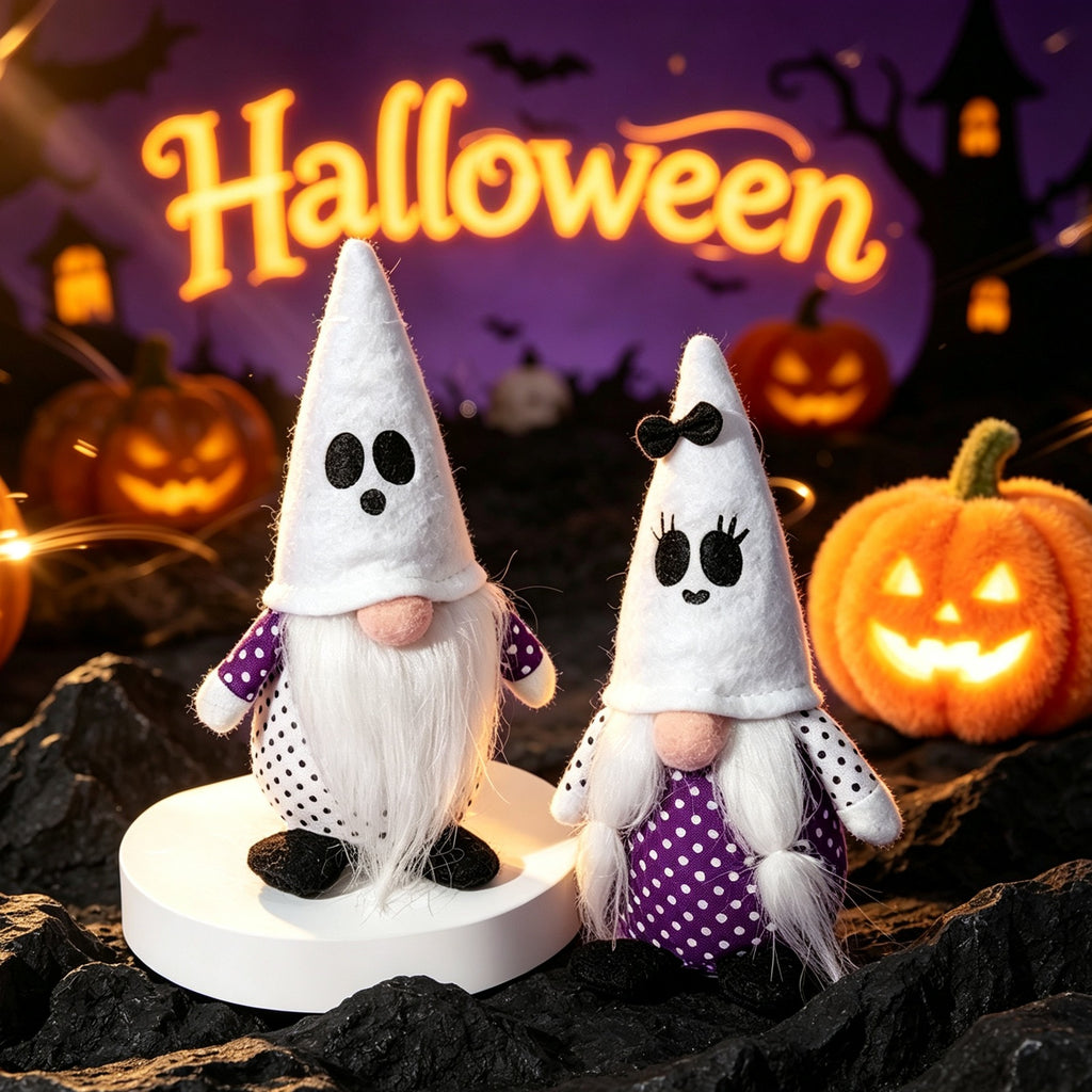 Halloween Ghost Gnome Witch Hat Decor Plush Shelf Sitters