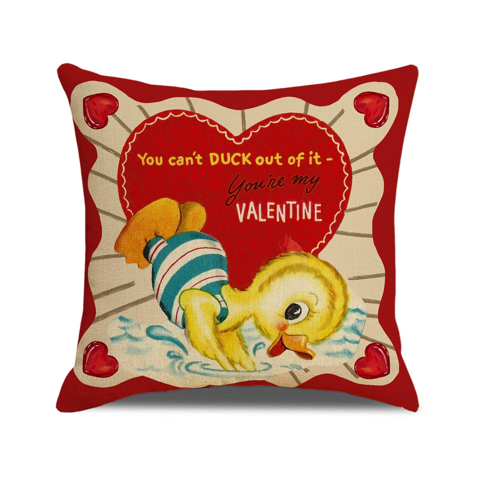Vintage Valentine Throw Pillow Cover Cute Animal Heart Decor