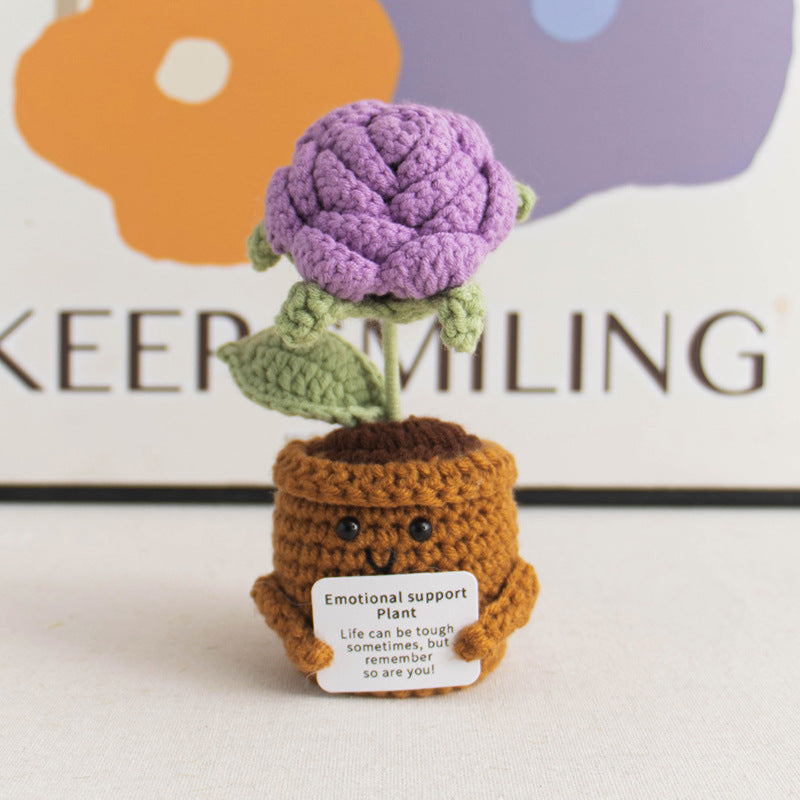 Valentine Holiday Decorations Handmade Crochet Flower Pot