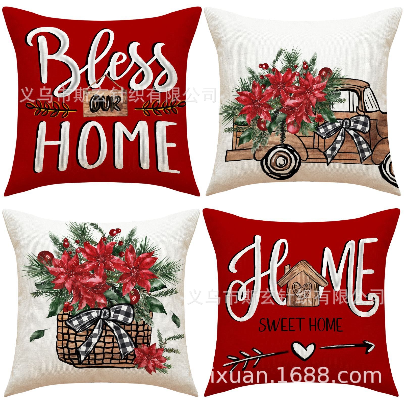 Valentine’s Day Linen Pillow Cover Holiday Letter Home Decor