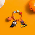 Metal Halloween Skull Cat Witch Charm Keychain