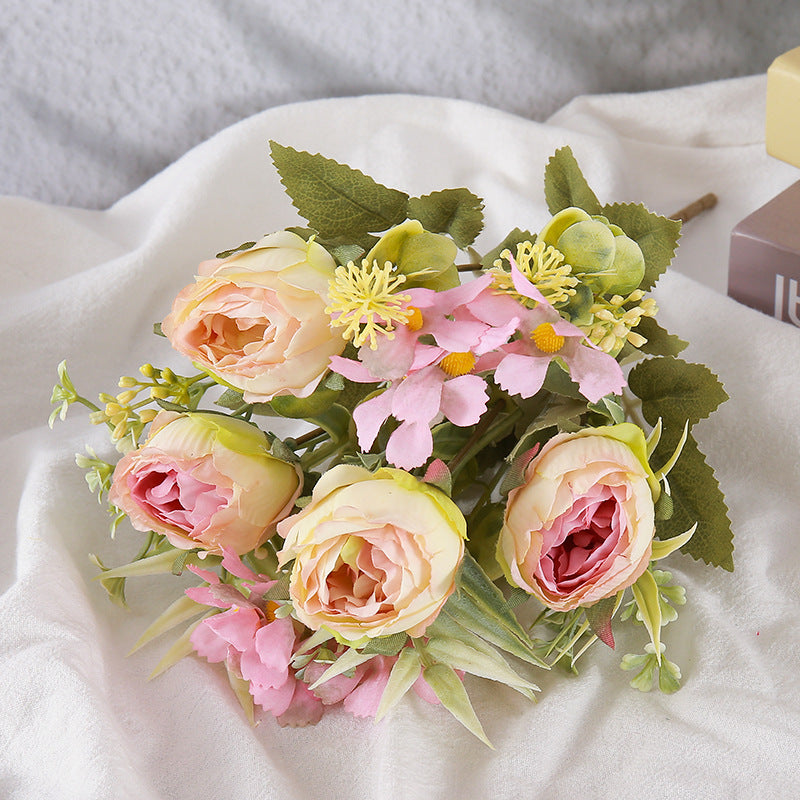 Faux Rose Bouquet Artificial Flower Bunch Home Decor