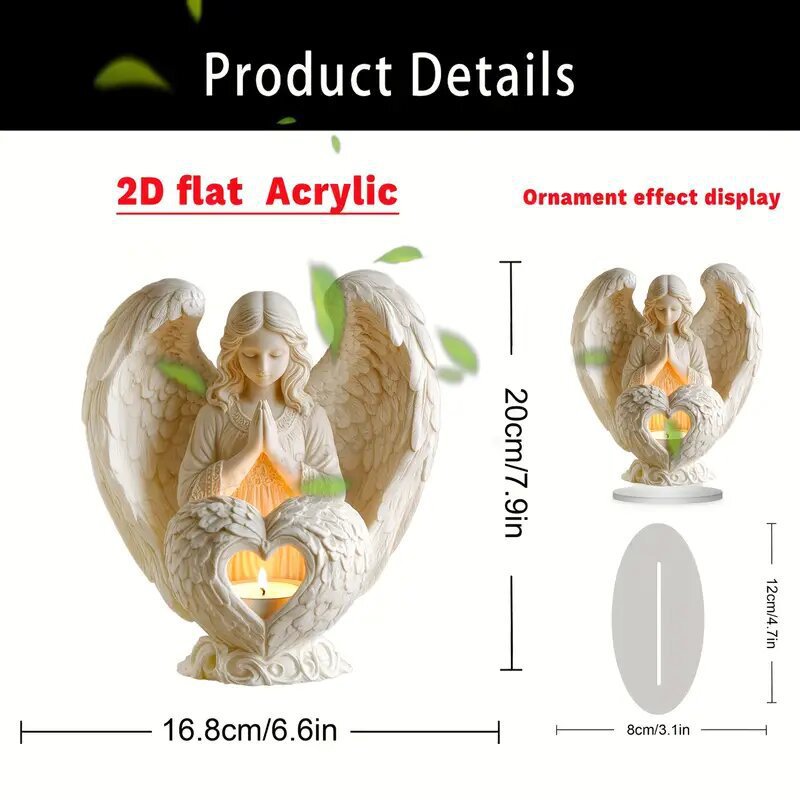 Praying Angel Candle Holder Memorial Heart Wings Home Decor