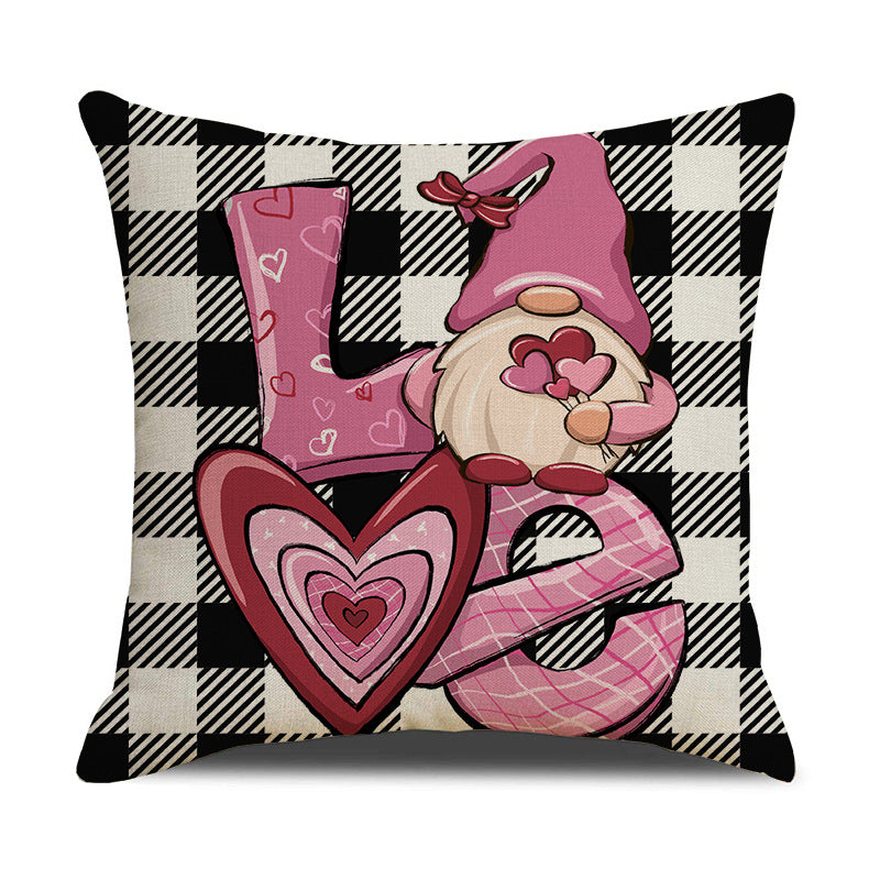 Valentine Gnome Pillow Covers Set Love Print Sofa Decor
