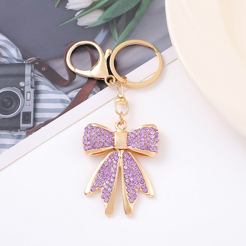 Rhinestone Bow Keychain Zinc Alloy Bag Charm