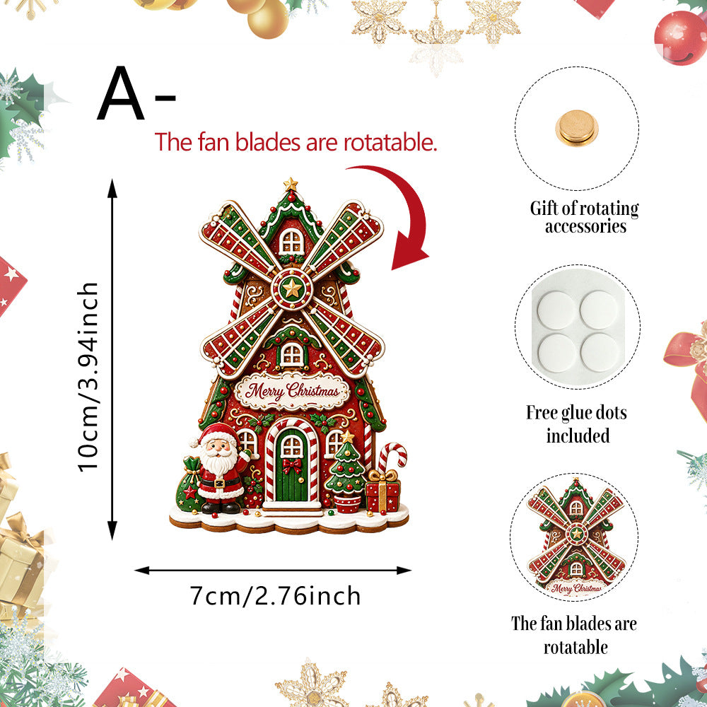 Christmas Fridge Magnet Rotatable Windmill Holiday Decor