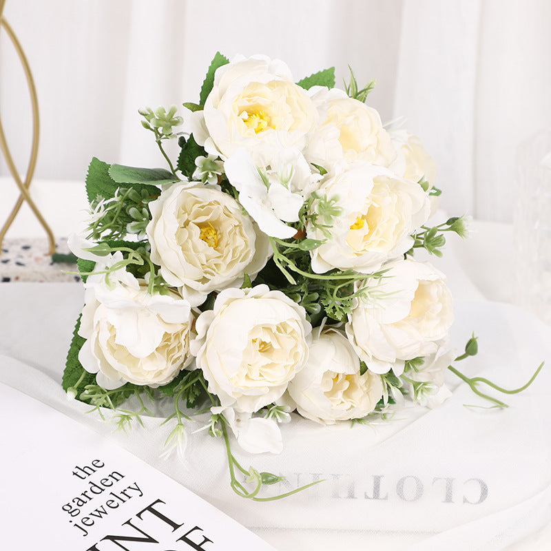 Valentines Faux Peony Bouquet Artificial Flowers Home Decor