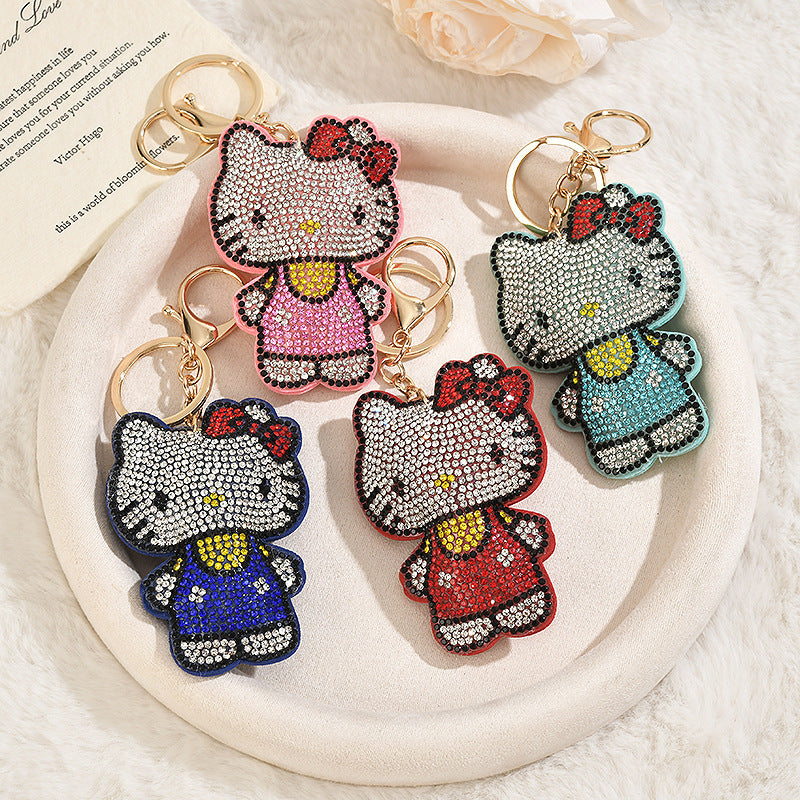 Kawaii Rhinestone Cat Keychain Cute Bag Charm