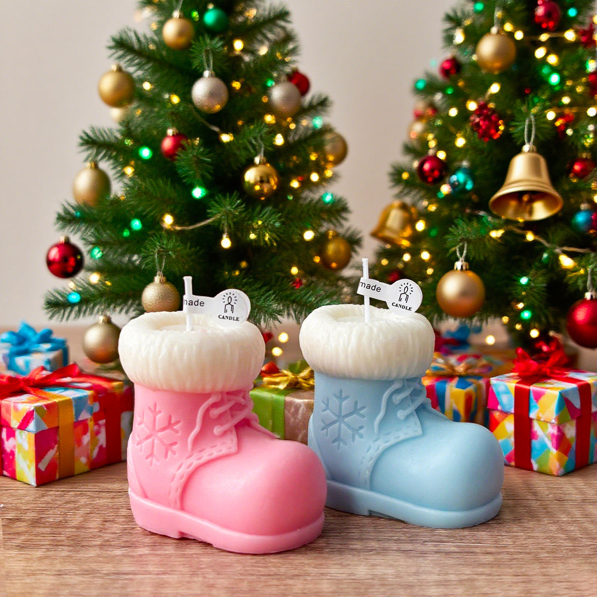 Christmas Stocking Boot Candle Holiday Decor Soy Wax Blend Candle