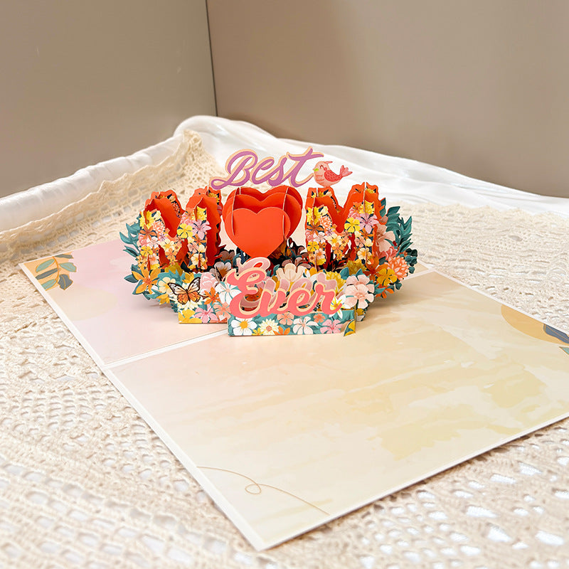 Mothers Day 3D Pop Up Card Best Mom Floral Greeting