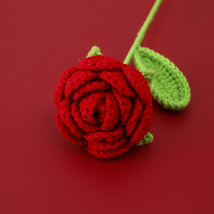 Valentine Crochet Rose Artificial Flower for Home Decor