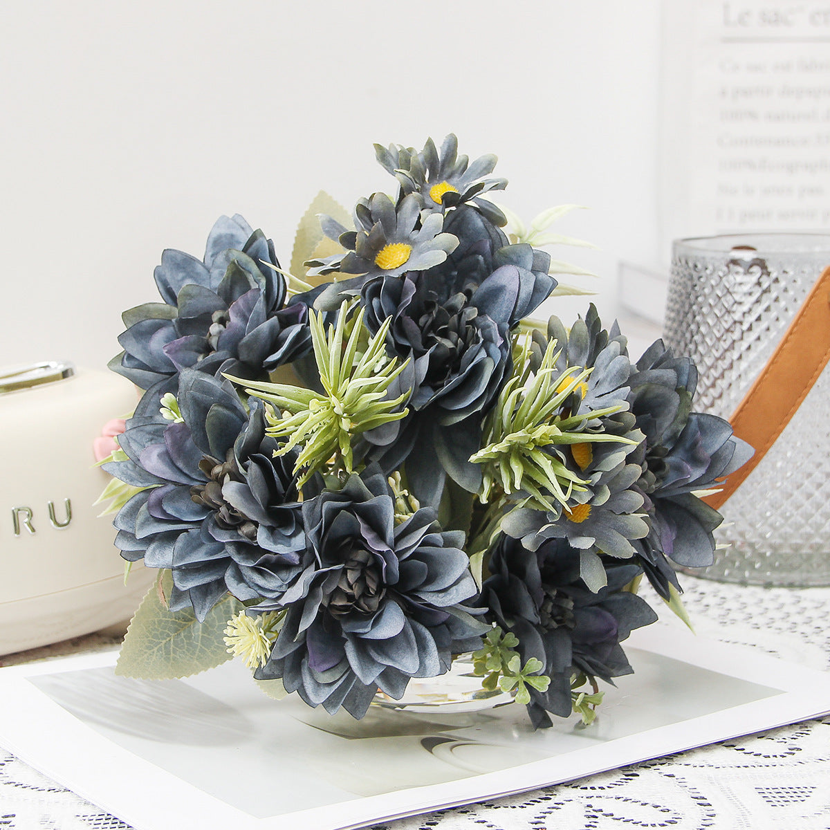 Valentine Elegant Artificial Dahlia Bouquet for Home Decor