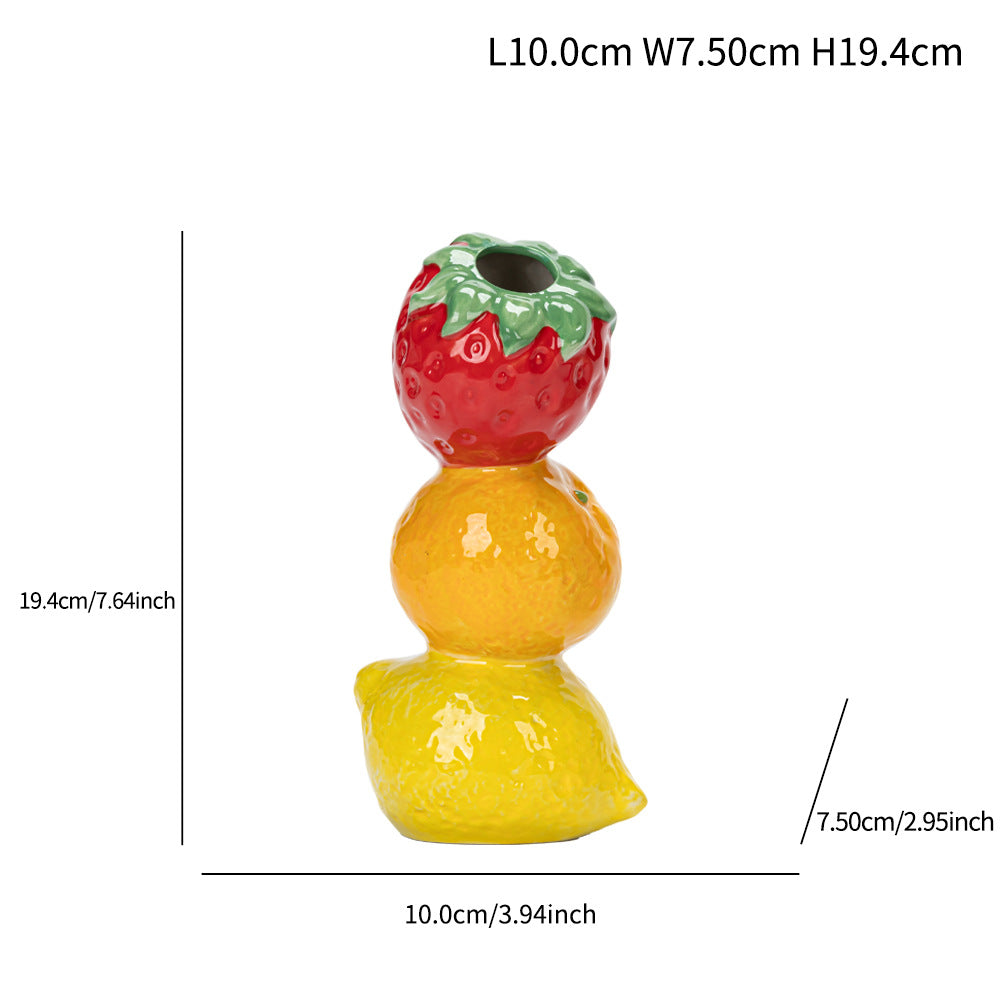 Ceramic Fruit Stack Vase Decorative Tabletop Centerpiece