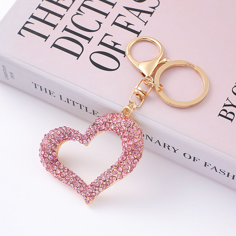 Valentine’s Day Rhinestone Heart Keychain Metal Bag Charm