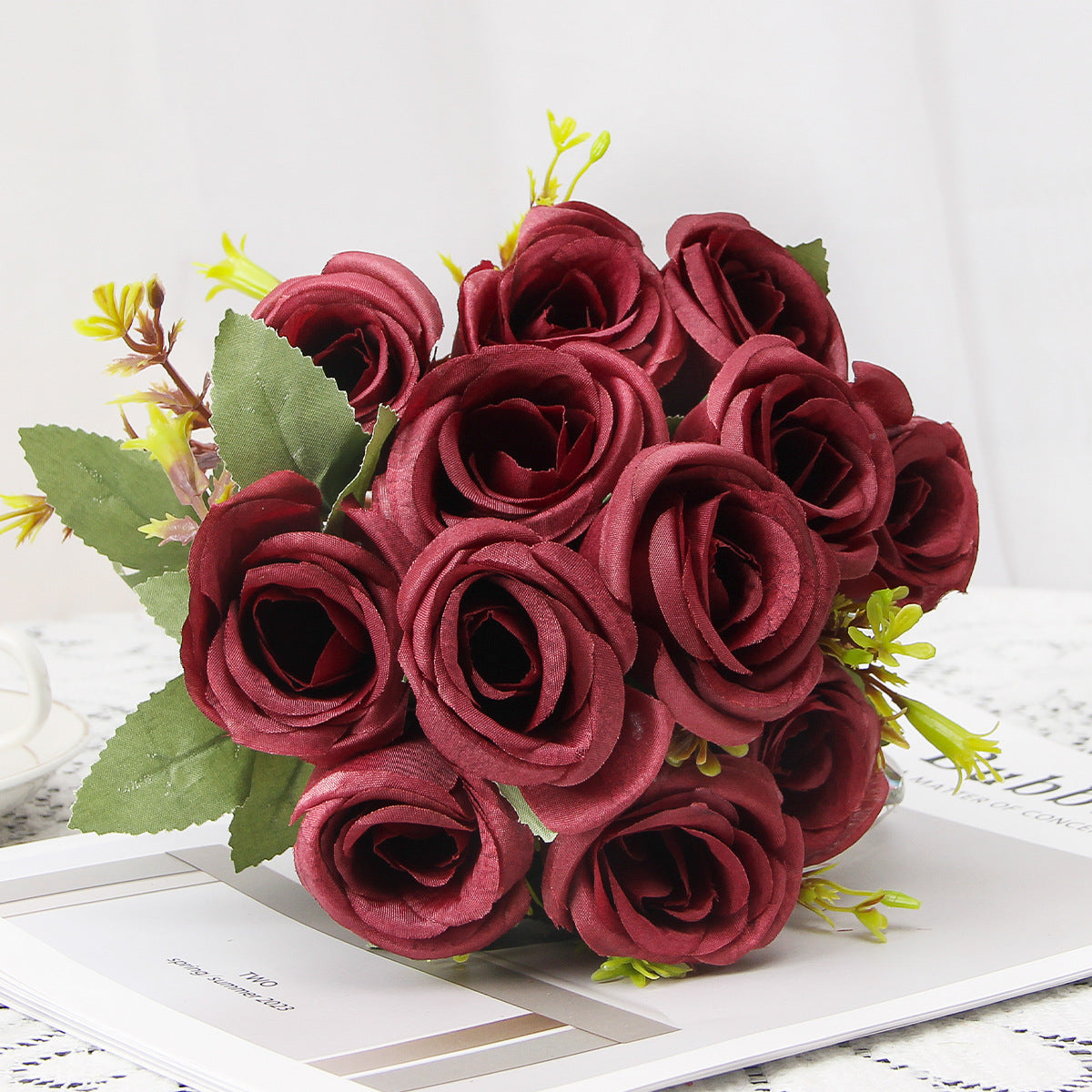 Valentine’s Day Vintage Faux Rose Mini Bouquet Home Décor