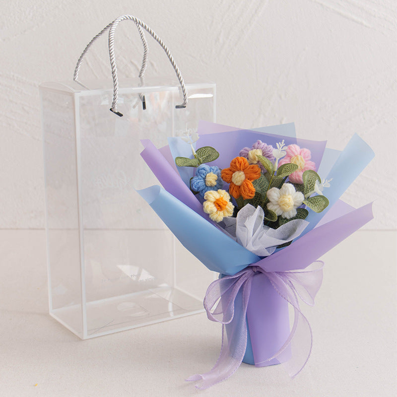 Handmade Crochet Flower Bouquet Desk Decor Gift